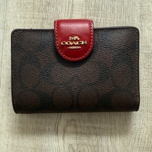 Coach Brown and Res Bifold Medium Size Wallet
